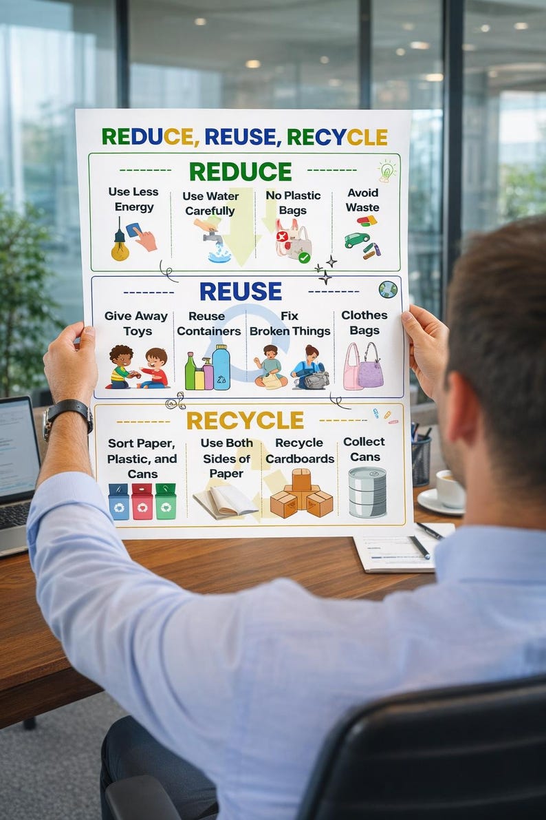 Reduce Reuse Recycle Poster for Kids |recycling Guide Printable ...