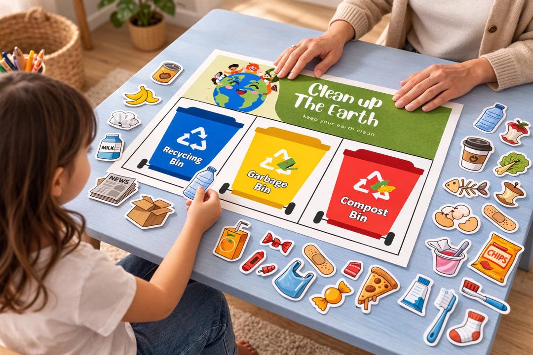 Recycling Sorting Game |earth Day Preschool Activity | Ready to Print ...