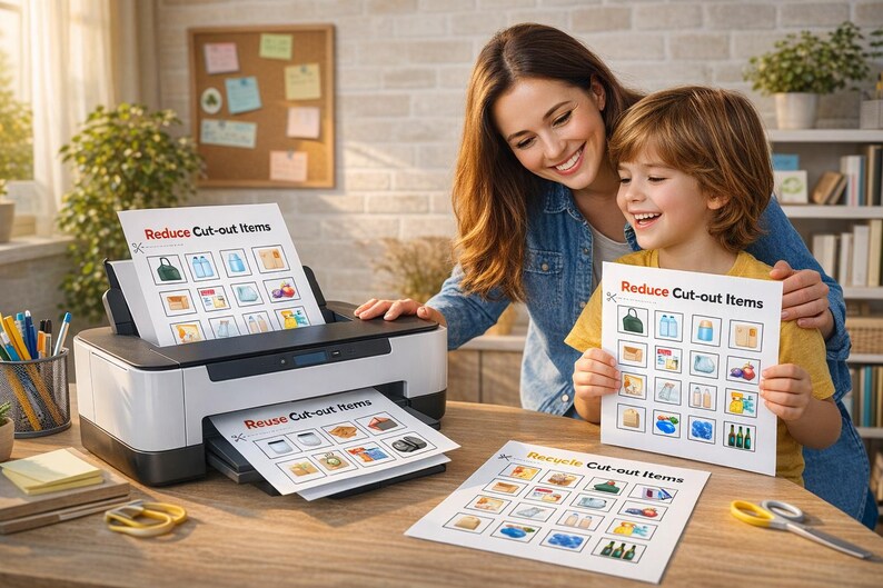 Reduce Reuse Recycle Sorting Activity | 3rs Cut and Paste Printable ...
