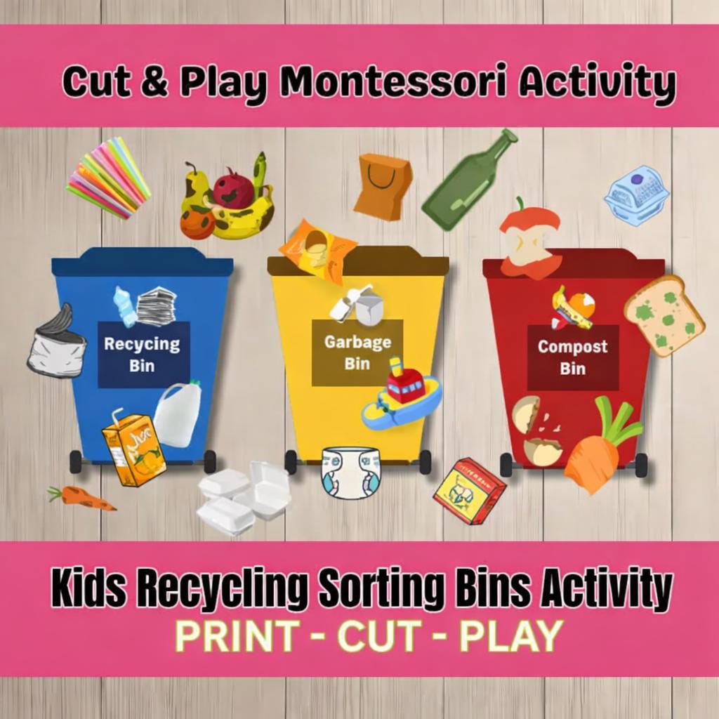 Earth Day Sorting Bins Activity |recycling, Compost, Garbage Game (PDF ...