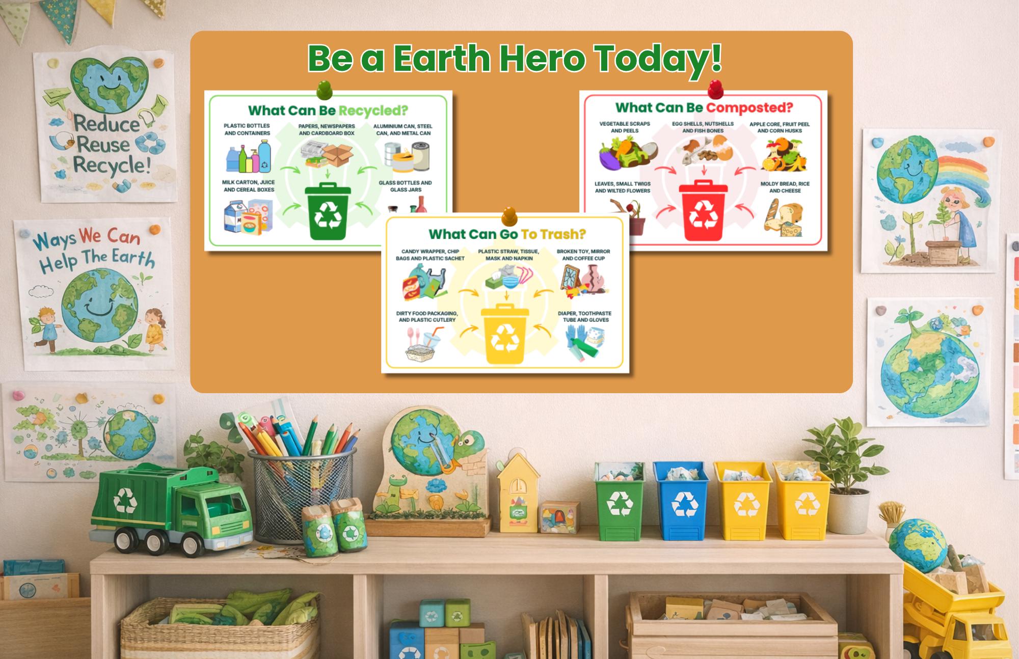 Trash Guid Recycle Posters | What Can Be Recycled, Composted, and Trash Guide ...