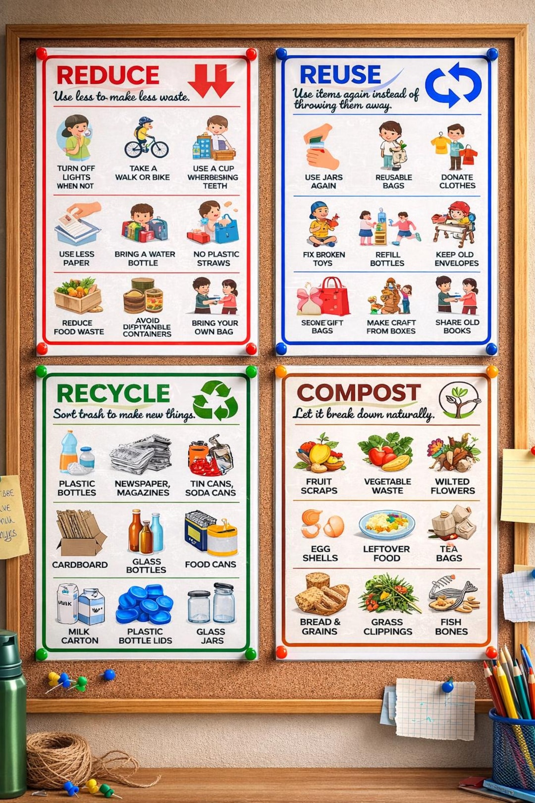 Reduce Reuse Recycle Compost Poster | Reduce Reuse Recycle Compost ...