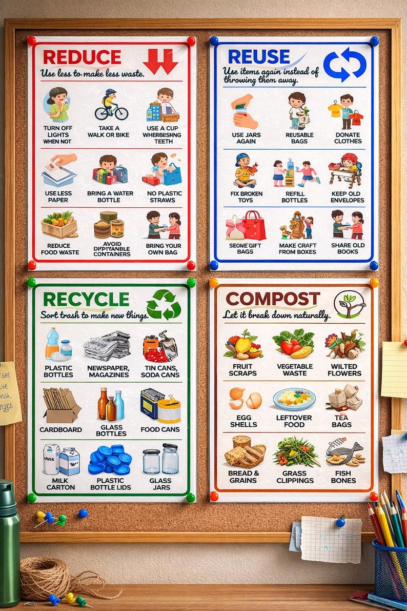 Reduce Reuse Recycle Compost Poster | Reduce Reuse Recycle Compost ...