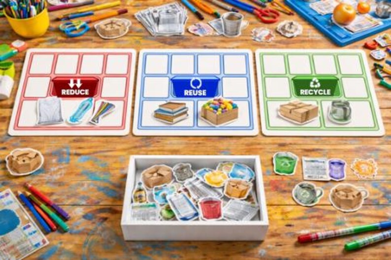 3rs Recycling for Preschoolers | Reduce Reuse Recycle Sorting Game ...