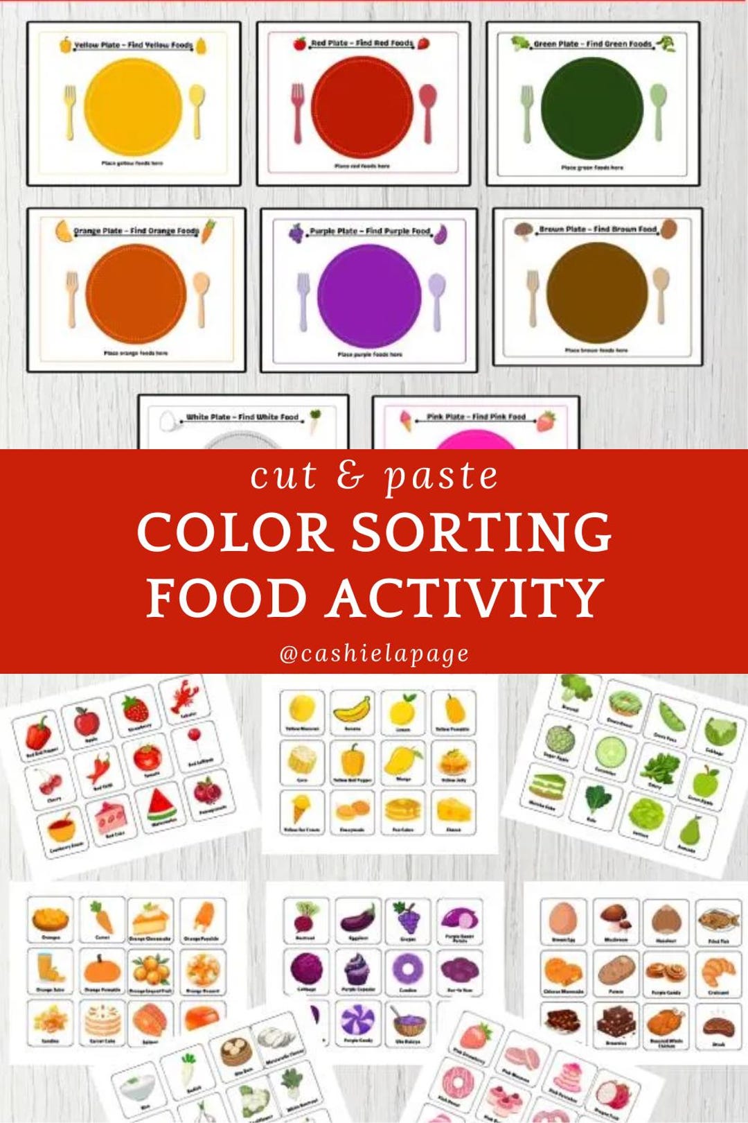Color Sorting Food Plates Activity for Kids – Cut and Paste Printable ...
