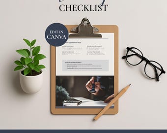 Editable Notary Appointment Checklist • Mobile Notary Process Tracker • Canva Template + PDF • Loan Signing Agent Guide - Digital Download