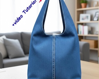 Naaipatroon hobo-tas pdf | Zelfstudie draagtas geüpcycled jeans | DIY-denimtaspatroon | Gerecycleerde spijkerbroek | Eenvoudige stapsgewijze zelfstudie