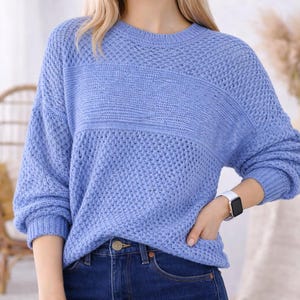 Strickliesel Strickmuster PDF | Übergroßer Spitzenstrickpullover für Damen | Baumwoll Pullover | Größen S–XXL | Digitaler Download