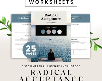 Radical Acceptance Worksheet | DBT Skills Workbook Printable | Emotional Regulation Therapy Tools | Editable Canva Self Help Template