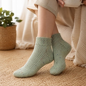 Patrón de calcetines tobilleros tejidos a dos agujas en PDF, Patrón de calcetines tejidos, Patrón fácil para tejer calcetines, Calcetines tejidos de arriba hacia abajo, Patrón de calcetines con agujas de doble punta, Descarga instantánea