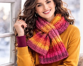 Easy Keyhole Knit Scarf Pattern PDF | Beginner-Friendly Cozy Scarf with Stylish Keyhole Design | Instant Download Knitting Pattern
