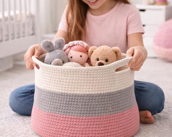 Handy Crochet Basket Pattern, Easy DIY Yarn Organizer with Handles, Beginner Friendly Home Decor, Instant Download PDF