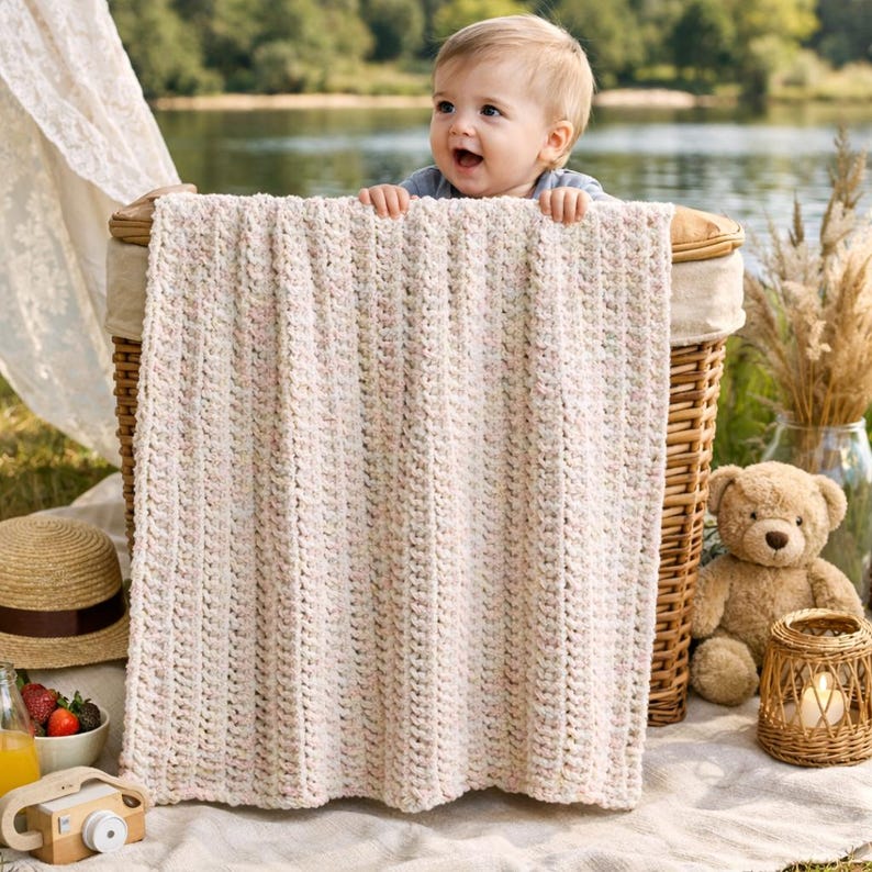 Easy Eyelet Baby Blanket Knitting Pattern PDF – Beginner Reversible ...