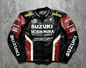 ハンドメイドGSX-Rレーシングレザージャケット：ヨシムラ バイカー