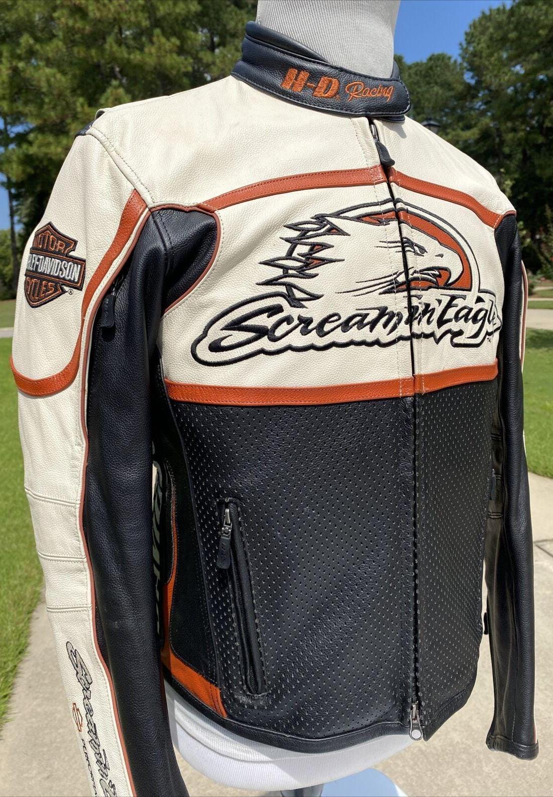 Harley Davidson White Leather Jacket - Etsy