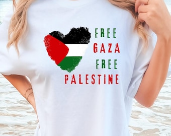 Comfort Colors Free Palestine T-Shirt - Boho Floral Activist Tee