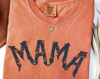 Comfort Colors Halloween Mama T-Shirt: Pumpkin Graphic Tee