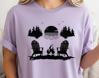 Comfort Colors® Camping Sunset Shirt, Camping Life Shirt, Hiking Shirt, Camping Shirt Women, Nature Lover Gift, Campfire Shirt, Outdoor Tee