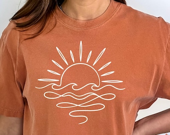 Comfort Colors® Sun T-shirt, Sunshine Tee Shirt, Summer Shirt, Beach Shirts, Summer Positive Vibes Shirt, Gift For Her, Shirts For Women