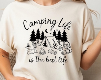 Comfort Colors® Camping Life Shirt, Hiking Shirt, Camping Shirt Women, Nature Lover Gift, Outdoor Adventure Shirt, Campfire Shirt