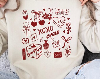 XOXO Crew Shirt, Valentine's Day Shirt Women, Galentine's Day Matching Tees