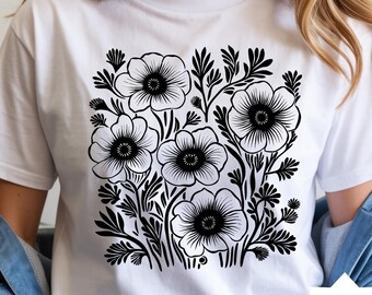 Comfort Colors® Vintage Pressed Flowers Shirt, Boho Cottagecore Shirt, Botanical Floral Tee Wildflowers Shirt Gift for Gardener Floral Shirt