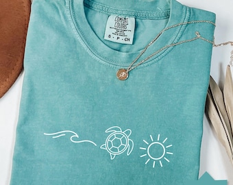 Comfort Colors Turtle T-Shirt: Ocean Wave Sun Graphic Tee