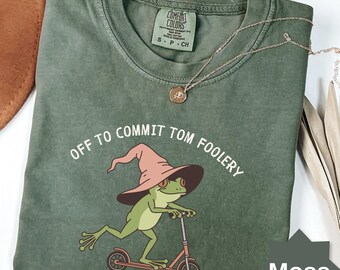 Comfort Colors® Off to Commit Tom Foolery Shirt, Funny Frog Shirt, Cottagecore Frog Shirt, Frog Lover Gift, Vintage Frog Whimsical Aesthetic