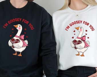 Just a Lovely Goose Valentine Shirt, Funny Valentine's Day Sweatshirt, Cute Valentines Goose Tee, Love Silly Goose Valentine Sweatshirt