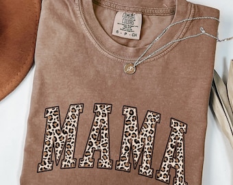 Camisa de leopardo para mamá Comfort Colors®, regalo para el Día de la Madre, camisa para mamá, camisa retro para mamá, regalo para mamá, camisa para mamá, camiseta de leopardo para mamá