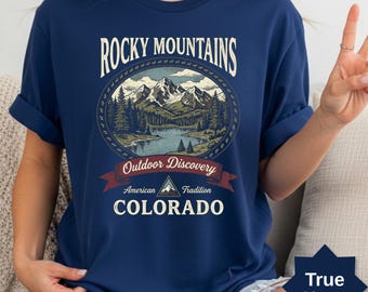 Vintage Rocky Mountains Colorado T-Shirt, Mountain Hiking Shirt, Outdoor Discovery Graphic Tee