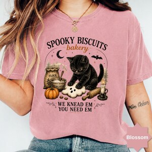 Comfort Colors® Kitty Biscuits Shirt Spooky Season Tee Black Cat Halloween Fall TShirt Vintage Baking Pumpkin T-Shirt Cat Lover Fall Gift image 8