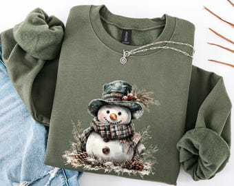 Sudadera navideña de muñeco de nieve, bonita camiseta de muñeco de nieve, camiseta navideña para mujer, bonita camiseta de invierno, regalo de Navidad, sudadera navideña