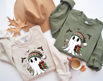 Ghost Santa kersttrui, kerstspookcadeau, vakantiecadeau, kerstcadeau, kerstsweater, Halloween-spooksweater