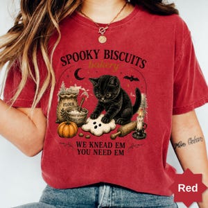 Comfort Colors® Kitty Biscuits Shirt Spooky Season Tee Black Cat Halloween Fall TShirt Vintage Baking Pumpkin T-Shirt Cat Lover Fall Gift image 10