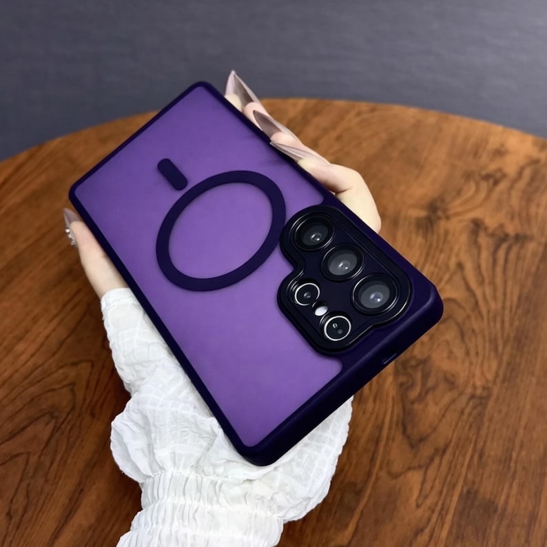 Magnetic Luxury Shockproof Case for Samsung Galaxy S26/S25/S24 Ultra Plus with Magsafe Wireless Charging Dark purple