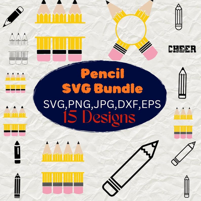 Pencil SVG Bundle | 15 Teacher and School Designs | Back to School SVG ...