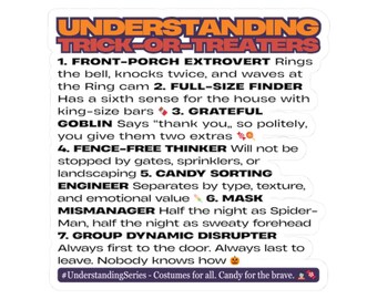 Funny Halloween Trick-or-Treater Sticker: Understanding Series