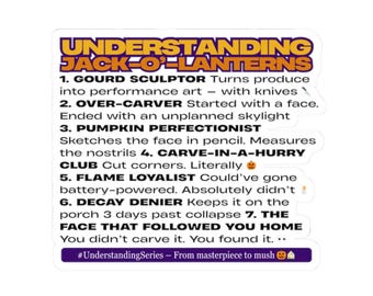 Funny Jack-o'-Lantern Vinyl Sticker: Halloween Humor, Laptop Decal