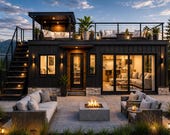 Modern Tiny Home Blueprint with Rooftop Deck | Luxury Tiny House Plans | 24x10 Contemporary Home Plan | Loft + Skylight + Permit Set