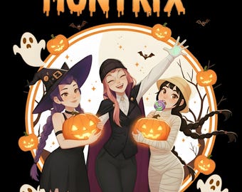 PNG assustador de Halloween da Huntrix, Clipart de Caçadores de Demônios Kpop, Saja Girls, Tigre Derpy, Design para Sublimação