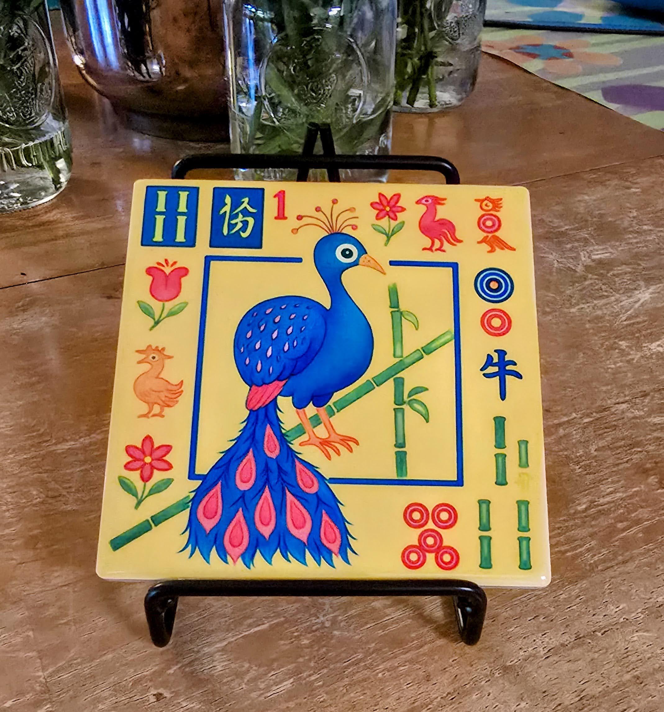 Mahjong Bird Bam Ceramic Coaster Sets – Colorful Game Night / Bar ...