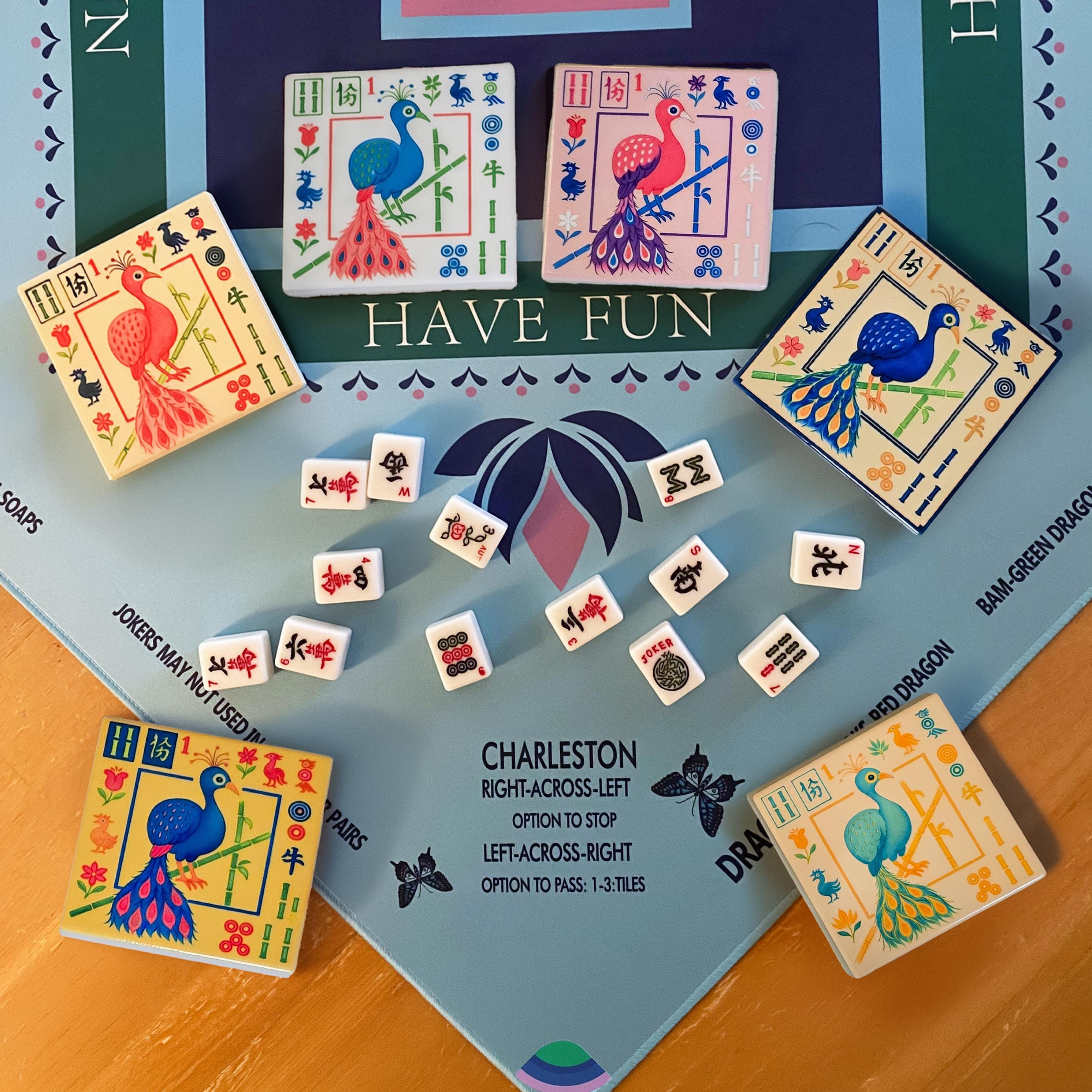 Mahjong Bird Bam Ceramic Coaster Sets – Colorful Game Night / Bar ...