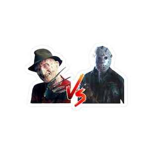 Horror Movie Stickers - Freddy vs. Jason, Laptop Decor, Gift for Horror Fans, Custom Vinyl Stickers, Halloween Party Favor