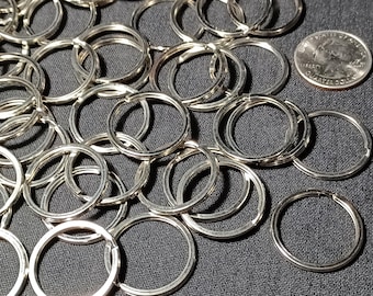 Llaveros planos de acero NP para coche, trabajo, hogar y manualidades - 25 mm (1"), estilo anilla dividida, resistentes y de alta calidad.