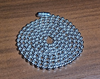 Collar con colgante de placa militar de acero niquelado con cuentas de bola: 2,4 mm, fabricado en EE. UU.