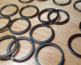 Llaveros negros para coche, trabajo, hogar y manualidades - Anilla plana de 25 mm (1"), de alta calidad.