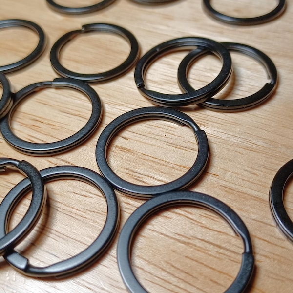 Black Key Rings for Car, Work, Home & Crafts - 1"(25mm) Flat Split Ring Style High Quality Key Holders