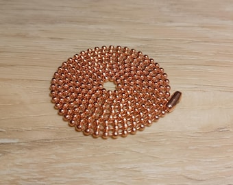 Cadena de cobre auténtico con placa de identificación militar de 2,4 mm con cuentas de bola, collar, pulsera o cadena corta. Fabricada en EE. UU. ENVÍO GRATIS.