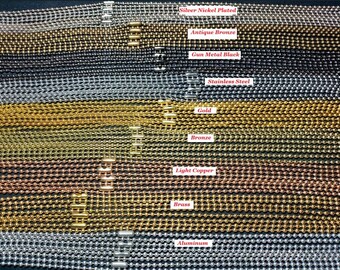 Cadena con placa de identificación militar de 2,4 mm con cuentas de bola